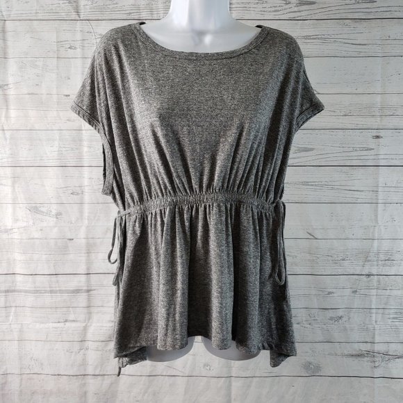 Current Elliot Womens Knit Sawyer Top Sz 1 Heather Grey Side Ties - Picture 1 of 6